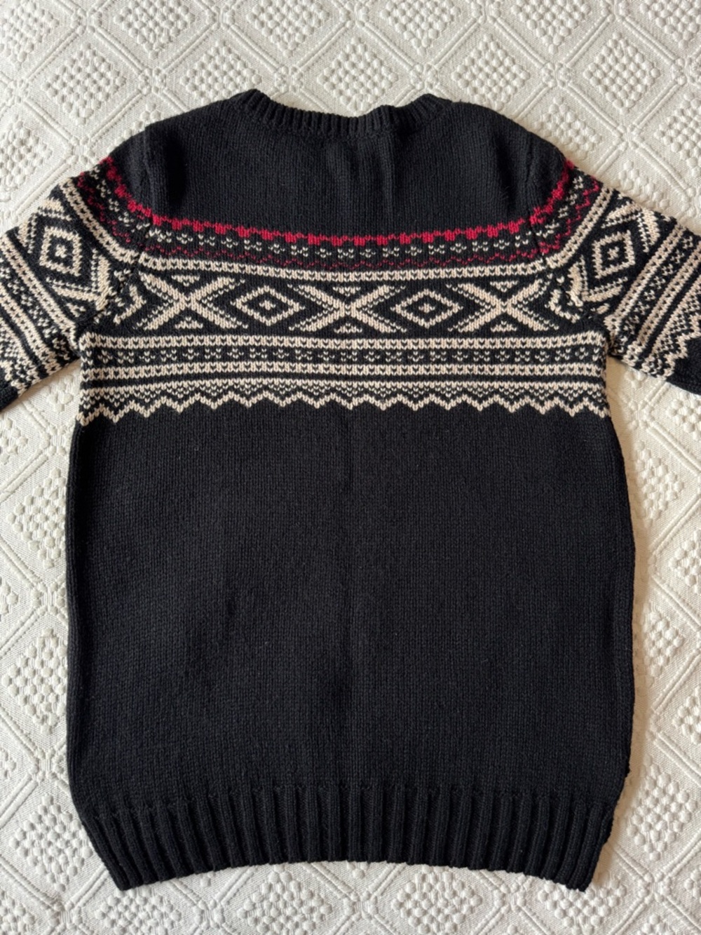 Roots Fair isle wool blend sweater, black, size medium - Picture 3 of 6